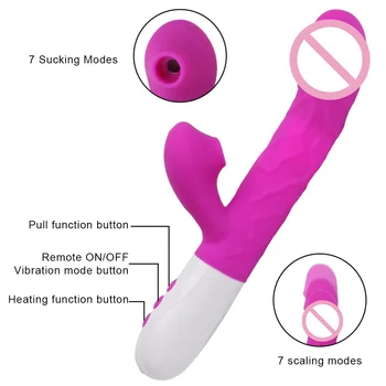 IKOKY Teleskopiskie Rotējošo Dildo Vibratoru Vagīnā G Spot Stimulēt Vibratori 7 Veidu Vibrācijas Klitora Nepieredzējis Apkures 3 In 1