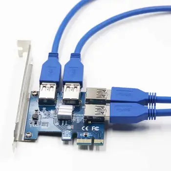 PCI-E Uz PCI-E Adapteris 1 Kārta, 4 PCI-Express Slots, 1x Uz 16x USB 3.0 Ieguves Īpašu Iesūknēšanas Karte PCIe Pārveidotājs BTC Miner Ieguves
