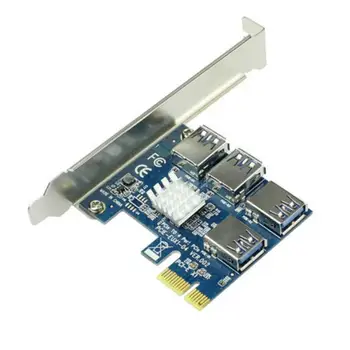 PCI-E Uz PCI-E Adapteris 1 Kārta, 4 PCI-Express Slots, 1x Uz 16x USB 3.0 Ieguves Īpašu Iesūknēšanas Karte PCIe Pārveidotājs BTC Miner Ieguves