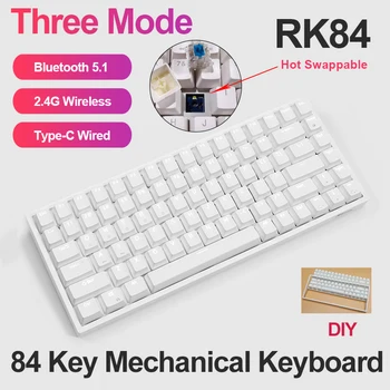 RK84 84 taustiņi Mehāniskās Spēļu Tastatūra, Karstā Pārnese Bluetooth 5.1+2.4 G Bezvadu+Tipa C Trīs Režīmā Klaviatūras Balts Blacklight