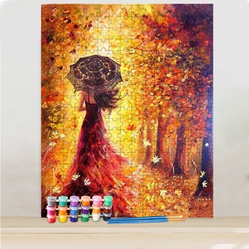 GATYZTORY DIY Krāsošana Ar Numuriem Jigsaw Puzzle Zelta Meitene Audekls Zīmēšanai Pieaugušo Attēls Handpainted Dāvanu Mājas Sienas Māksla