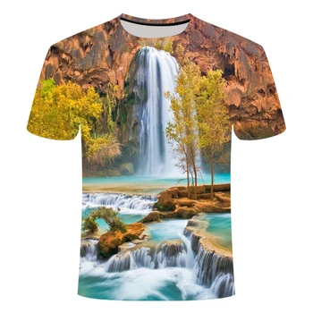Daba/Ainava Koka T-krekls Vasaras Atpūtas Dabas Ainavu Pilno Versiju 3D T-krekls Atdzist Vīriešu T-krekls 3D Druka, T-krekls Vīriešiem