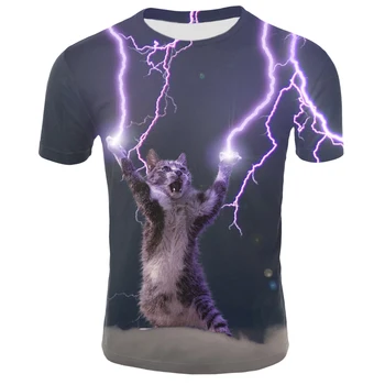 Ir 2021. Vasaras 3D Drukāšanas Pērkons Kaķis, T-kreklu apdruka Vīriešu Sieviešu T-krekls Vasaras Ikdienas Īsās Piedurknes O-veida kakla Modes Top, Un T-krekls