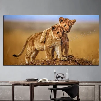 Pilnu kvadrātveida, apaļa dimanta, dimanta gleznu izšūšana Āfrikas brāļiem mīlestība lion cub 3D DIY bildes mājas apdare FF2628