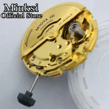 Pavisam jaunu oriģinālu zelta Miyota 8215 21 dārgakmeņiem, automātisko, mehāniskās datums kustību pulksteņmehānismiem