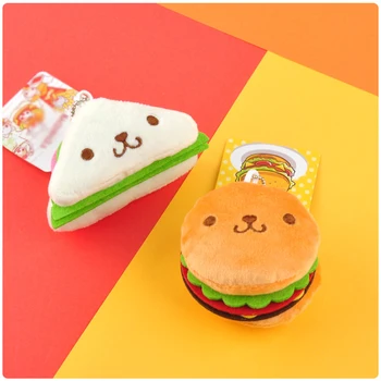 Kawaii Hamburger Sandwich Plīša Rotaļlietas Cute Karikatūra Anime Mīkstās mīkstās Rotaļlietas Atslēgu piekariņi Gredzenu Soma Kulons Plīša Lelles Dāvana Meitenēm