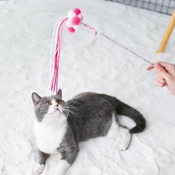 Pet Cat Interaktīvās Rotaļlietas, Funny Kaķis Teasing Stick Cute Pasaku Bumbu Bell Pušķi Mācību Rotaļlietas Cat Aksesuāri Katten Speelgoed