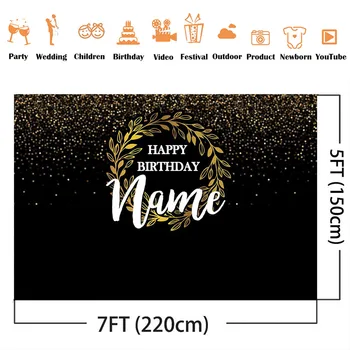 Melns Dzimšanas dienas Fons personalizēt happy birthday pasūtījuma puse, photocall kāzas, bērnu dušas, dzimšanas dienas photo booth fona