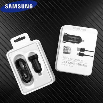Oriģināls Samsung Fast Automašīnas Lādētājs Galaxy S8 S9 Plus Piezīme 7 8 9 Ātra 18W Auto, spēļu Adapteri Usb C Kabeli A50 A60 A80 Piezīme 10 20