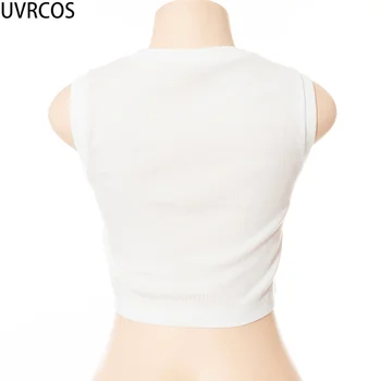 UVRCOS Topi Sievietēm Vasarā 2000s Drēbes Korsešu Vintage Raibs Dobi No Sexy Izdilis Salātu Piedurknēm Naktsklubs Tee Krekls