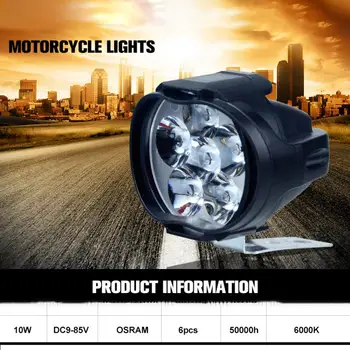 2 GAB Motocikliem Ar Lukturu Slēdzis Super Spilgti 6 LED Darba Vietas Vieglo Motociklu Miglas Lukturi 1200LM LED Motorolleri Uzmanības centrā