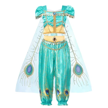 Jasmīns ir Stāsts Kostīms Meitenēm Aladdin Princese Kleitu Topi+Bikses Bērniem Karnevāla Jasmīns Cosplay Apģērbu Komplekts Vēdera Deju Kleita