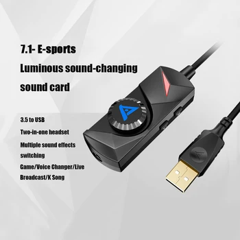 Datoru Ārējo USB Skaņas Karti 7.1 Channel Voice Changer un Adapteri Portatīvo Datoru Audio Card Splitter