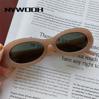 NYWOOH 90s Ovālas formas Saulesbrilles Sievietēm, Vīriešiem Vintage Mazs Rāmis, Saules Brilles Sieviete Vīrietis Retro Leopard Krāsu Brilles UV400