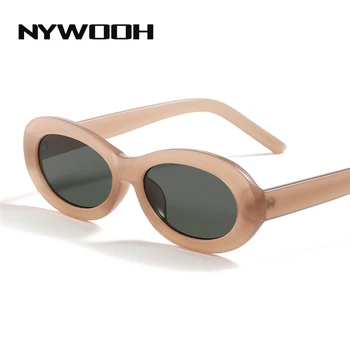NYWOOH 90s Ovālas formas Saulesbrilles Sievietēm, Vīriešiem Vintage Mazs Rāmis, Saules Brilles Sieviete Vīrietis Retro Leopard Krāsu Brilles UV400