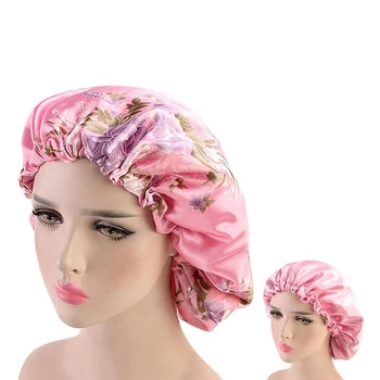 1GB Sievietēm Double Layer, Zīdainu spalvu Cepures Segtu Vilnis Nakts Pārsega Ziedu Salons Cepuri Turban Durag Headwrap Matu Veidošanas Piederumi