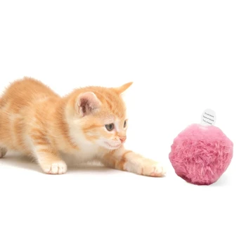 X7AB Dabīgas Dzīvnieku Čivināšanu, Skaņas, Pūkains Bumbu Kaķis Kaķēns Rotaļlietas Pompon Plīša Bumba Interaktīvās Futbolists Bite Izturīgs Kitty Molārā