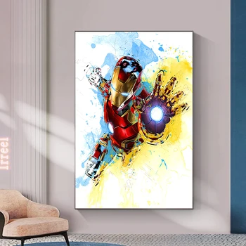 Brīnums Avengers Plakātu Dzelzs Vīrs Akvarelis Audekla Apgleznošana Sienu Mākslas Dekoru Attēlu, Bērnu Istabu, Mājas Dekoru Dāvanas Bērnu