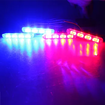 1Set 4 1 Auto Restes 16 LED Policijas Strobe Gaismas Sarkanā, Zilā dienas gaitas lukturi Mirgo Brīdinājuma Signāla Lampa 12V Avārijas Stroboskopi Flasher