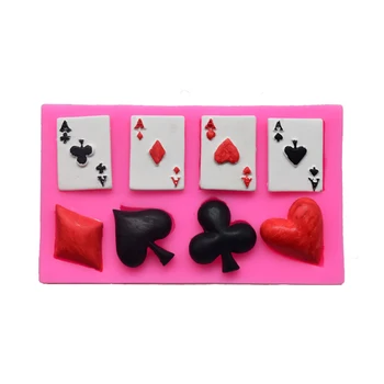 Dūži Pokera Spēlē Klubi Diy Šokolādes Fondants Cupcake Kūka Topper Dekoru Silikona Sveķu Pelējuma Rīku, Virtuves Cepšanas Komplekts SQ0526