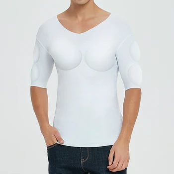 Spilventiņi Krūšu Viltus Muskuļu Vīriešu Neredzams ABS Shaper Mīkstu Vīriešu Aizsardzības Sūklis Pastiprinātājs T-krekls