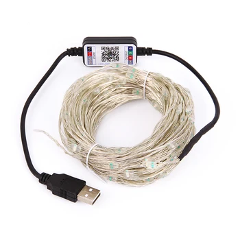 Ziemassvētku Apgaismojums 20M 200 LED USB String Gaismas, Bluetooth App Tālvadības Ūdensizturīgs Āra RGB Lampas Kāzu Dekori