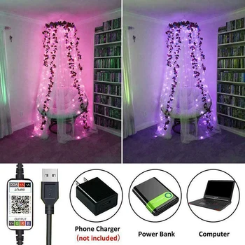 Ziemassvētku Apgaismojums 20M 200 LED USB String Gaismas, Bluetooth App Tālvadības Ūdensizturīgs Āra RGB Lampas Kāzu Dekori