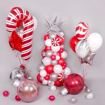 Ziemassvētku Cukurniedru Folijas gaisa Balons 83cm Baltā Un Sarkanā Konfektes Komplekts 18Inch Hēlija Balonu Priecīgus Ziemassvētku Puse Apdares Globs