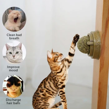 Catnip Pet Cat Rotaļlietas Rotējošās Enerģijas Bumbu Konfektes Dabas Cat Uzkodas Catnip Zobu Slīpēšanas Rotaļlietas Interaktīvas Pet Cat Piederumi