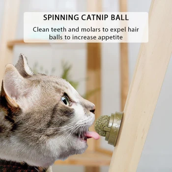 Catnip Pet Cat Rotaļlietas Rotējošās Enerģijas Bumbu Konfektes Dabas Cat Uzkodas Catnip Zobu Slīpēšanas Rotaļlietas Interaktīvas Pet Cat Piederumi