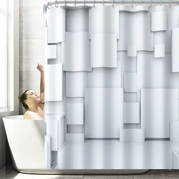 Vannas Paklājiņš un Ūdensizturīgs Dušas Aizkaru Komplekts 3D Svītras Drukāšanas Vannas istabas Paklājs, Paklājs Flaneļa U-Veida Tualetes Paklājs neslīdošs Kāju Paklājiņš