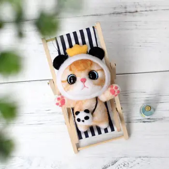 Cat Doll Ar Panda Vilnas Filcs, Amatniecības DIY Nav Pabeidzis Poked Uzstādīt Handcraft Komplektu Adatu Materiāla Maisiņš Pack