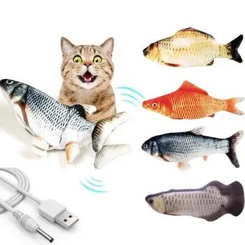 1PC Kaķis Wagging Catnip Rotaļlietas 30CM Dejas Pārvietojas Floppy Zivju Kaķu Rotaļlieta USB Uzlādes Simulācijas Kaķis Rotaļlietas Elektronisko Kaķis Rotaļlietas LBS