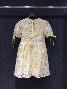 Ir 2021. jaunā sieviešu modes aproces siet mezglotos dekoratīvu izšuvumu drukāšana-line svārki kleita 603