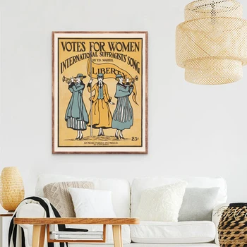 Feminisma Nošu Bukletu, Plakātu, Balsis Sievietēm Vintage Krāsošana Audekls Izdrukas Sieviete Dāvanu Meiteņu Guļamistabā Sienas Mākslas Apdare