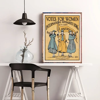 Feminisma Nošu Bukletu, Plakātu, Balsis Sievietēm Vintage Krāsošana Audekls Izdrukas Sieviete Dāvanu Meiteņu Guļamistabā Sienas Mākslas Apdare