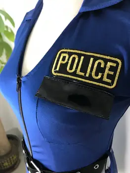 S-3XL Zilā Policijas Sieviete Vienādu Cosplay Tērpi, Seksīgas Cop Amatpersona Bodysuit Puse Karnevāls Policewomen Tērpu, Masku