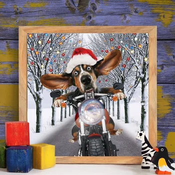 HUACAN Pilnu Kvadrātveida Dimanta Izšuvumi Ziemassvētku Dimanta Krāsošana Suns Komplekts Mozaīka 5D Dzīvnieku Rokdarbu, Dekoru Mājas