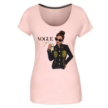 Modes Dāma Ielāpus Apģērbu DIY līmeņa Mazgājams T-krekls Iron-on Transfer Uzlīme Drēbes Appliqued Coffe Meitene Plāksteris Dekori