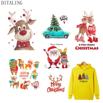 Ziemassvētku Plāksteris Apģērbu Dzelzs-Par pārvietošanu, T-Kreklu DIY Mazgājams Uzlīme Briežu Santa Claus Auto Plāksteris Siltuma Uzlīme