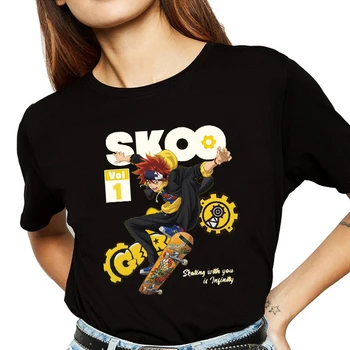 Vasaras SK8 Infinity t krekls Gadījuma O-veida Kakla Langa hasegawa REKI Print t-veida, T-Krekli, Sieviešu garām Piedurknēm Lielajam Hop Streetwear