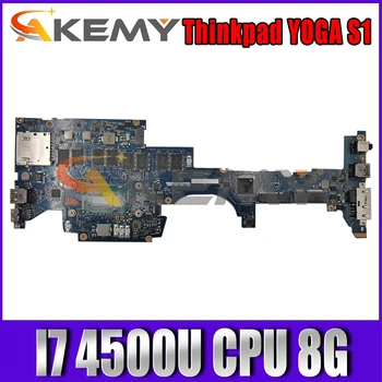 Akemy ZIPS1 LA-A341P Motherboard Lenovo Thinkpad JOGAS S1 Laptop Pamatplates CPU I7 4500U 8G RAM Pārbaudes Darbs