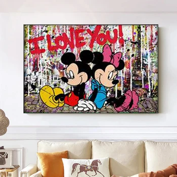 Disney Cartoon Mickey Mouse un Donald Duck Mīlas Dzīvi, Mākslas Plakāti un Izdrukas Audekls Krāsošana Sienas, Mākslas Ainu Bērnu Istabas
