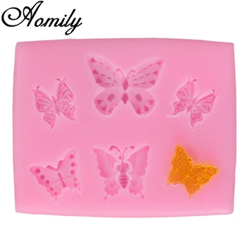 Aomily 3D 6pcs Multi-Butterfly Silikona Veidnē DIY Pomādes Kūku Cepšanas Veidnē Šokolādes Kāzu Kūka Dekorēšanas Rīku, Ledus Kubiņu Pelējuma