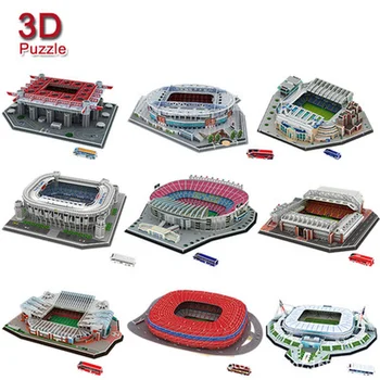 3D Puzzle Jigsaw Papīra DIY Pasaules Futbola Stadionā Eiropas Futbola Laukums Samontētas Ēkas Modeli, Rotaļlietas Bērniem