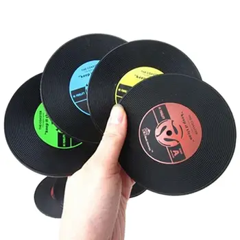 Modes Vinila Silikona Rekordu Retro CD -Projektēšanas Dzērienu Paliktņi Kausa Mats Anti-Slip Siltuma Izolācija, Virtuves Piederumi, Galda piederumi