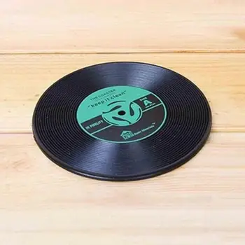 Modes Vinila Silikona Rekordu Retro CD -Projektēšanas Dzērienu Paliktņi Kausa Mats Anti-Slip Siltuma Izolācija, Virtuves Piederumi, Galda piederumi
