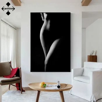 Sexy Pliks Dāma Audekla Plakāta Melnā un Baltā Drukāšanas Glezna par Mājas Interjeru Vannas istaba Dekori Modernu Bezrāmju Sienas Plakātu Māksla