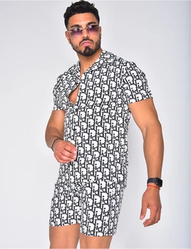 Vīriešu Havaju Kopa ar Īsām Piedurknēm Krekls +Šorti Vasaras Gadījuma Ziedu Krekls Beach Divas Gabals Uzvalks Ir 2021. Jaunu Modes Vīriešiem Komplekti M-3XL