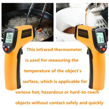 GM320 Digitālais Infrasarkanais Pieres Termometrs, Auss bezkontakta Ķermeņa IS Lāzera Lielgabals Rokas Temp LCD Pyrometer Temperatūras Mērītājs